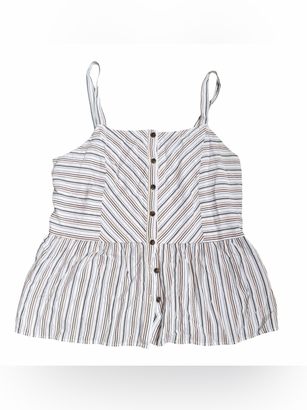 LOFT 100% Rayon Striped Button-Front Peplum Cami Tank Top  size small